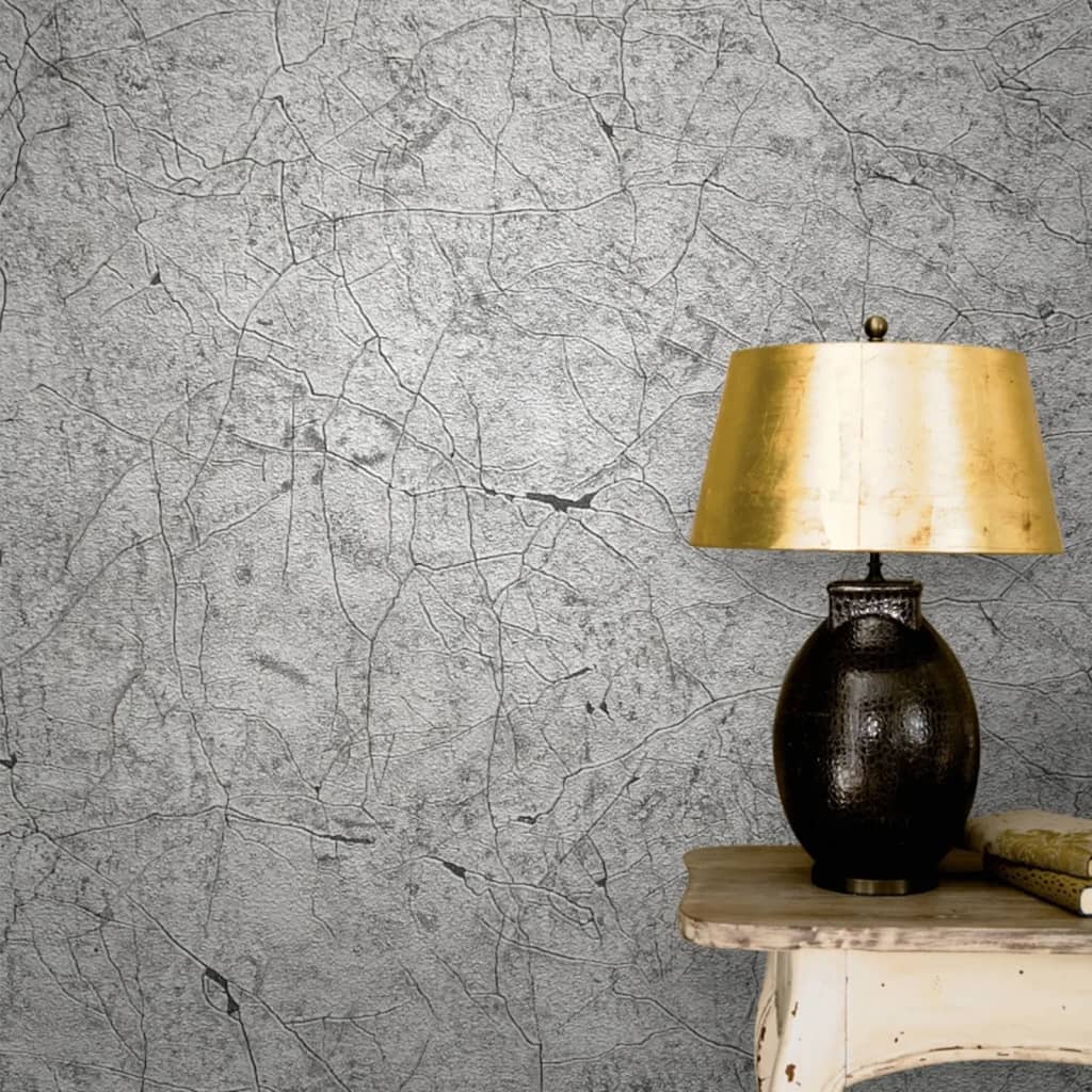 Noordwand tapet Vintage Deluxe Stucco Crackle metallisk grå