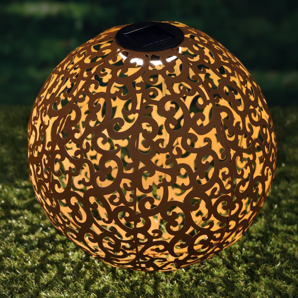 HI Lampă cu LED solară pentru grădină, ușoară, 28,5 cm, maro, metal