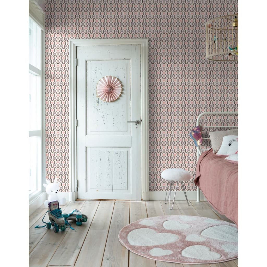 Noordwand tapet Good Vibes Hexagon Pattern pink og lilla