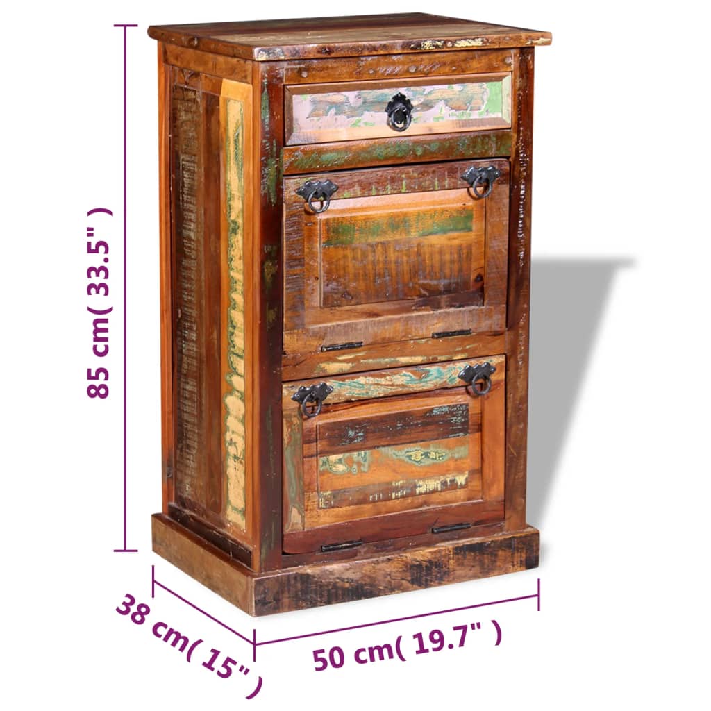 Szafka na buty drewniana vintage 50x38x85 różnokolorowa
