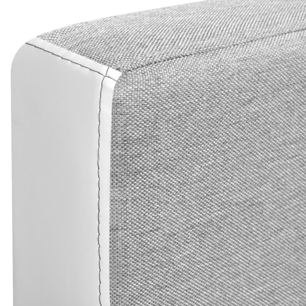 Sarok ülőgarnitúra fehér/szürke szövet 218 x 155 x 69 cm 