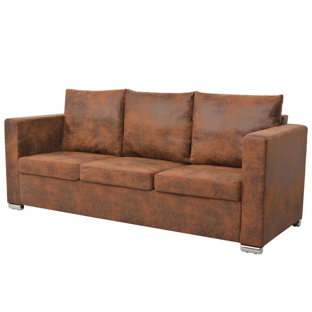 vidaXL 3-personers sofa 191 x 73 x 82 cm kunstigt ruskindslæder