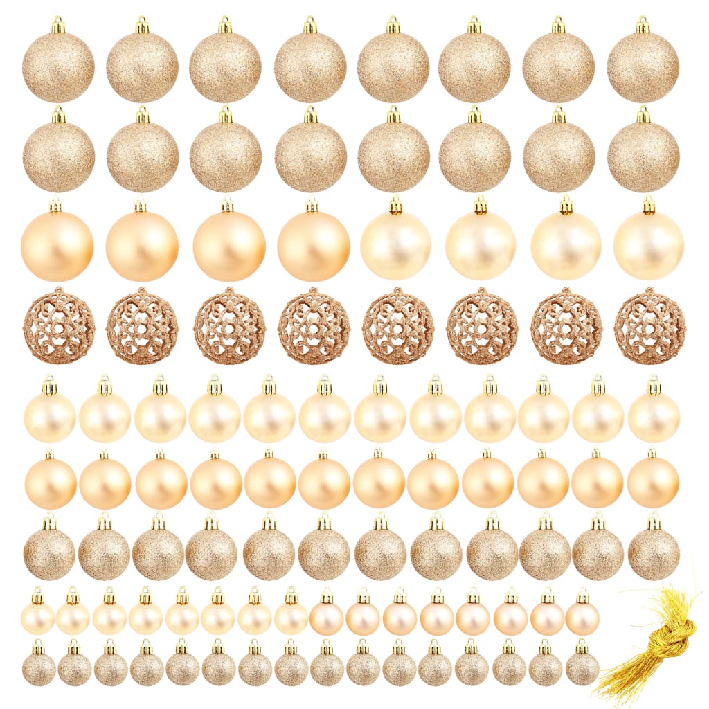 Set globuri de Crăciun 100 de piese 3/4/6 cm, trandafiriu/auriu