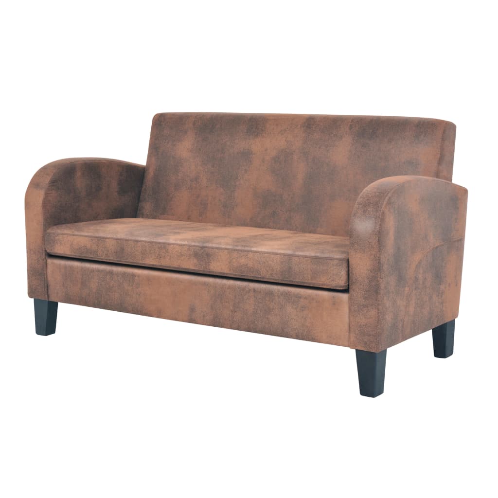 6: vidaXL 2-personers sofa kunstigt ruskind brun