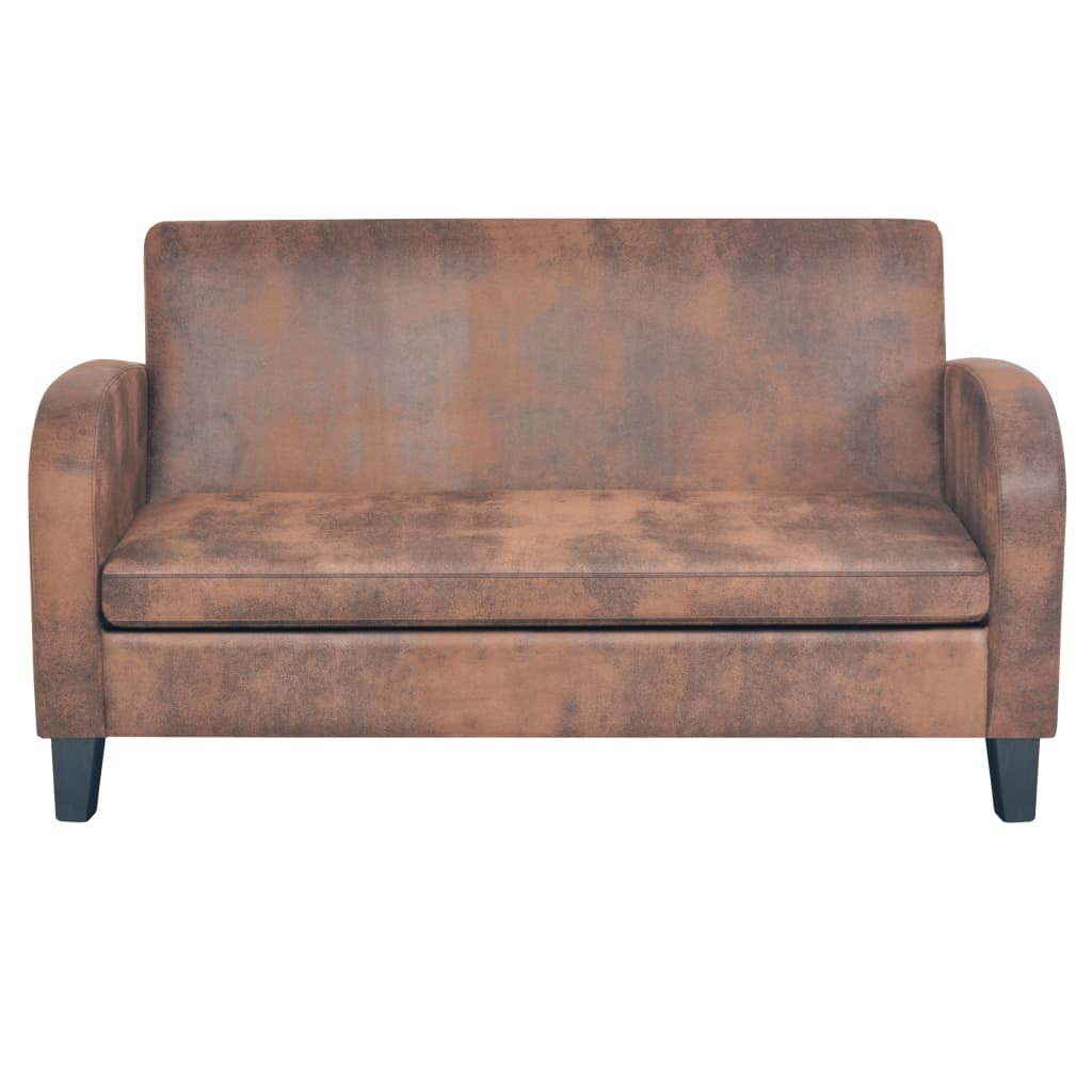 Kétszemélyes barna művelúr kanapé 