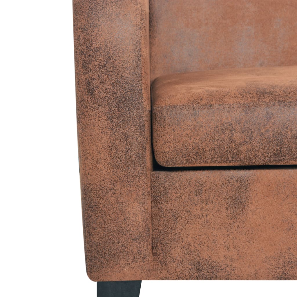 Kétszemélyes barna művelúr kanapé 