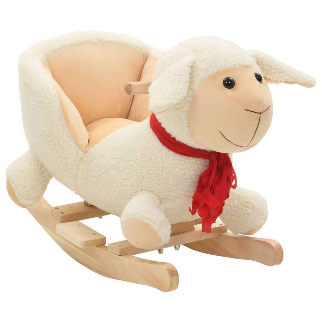 Schaukeltier Schaf mit Rückenlehne Plüsch 60x32x50 cm Weiß