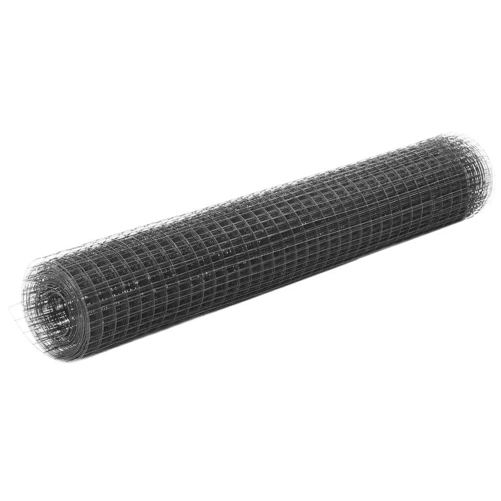 Drahtzaun Stahl mit PVC-Beschichtung 25×1 m Grau