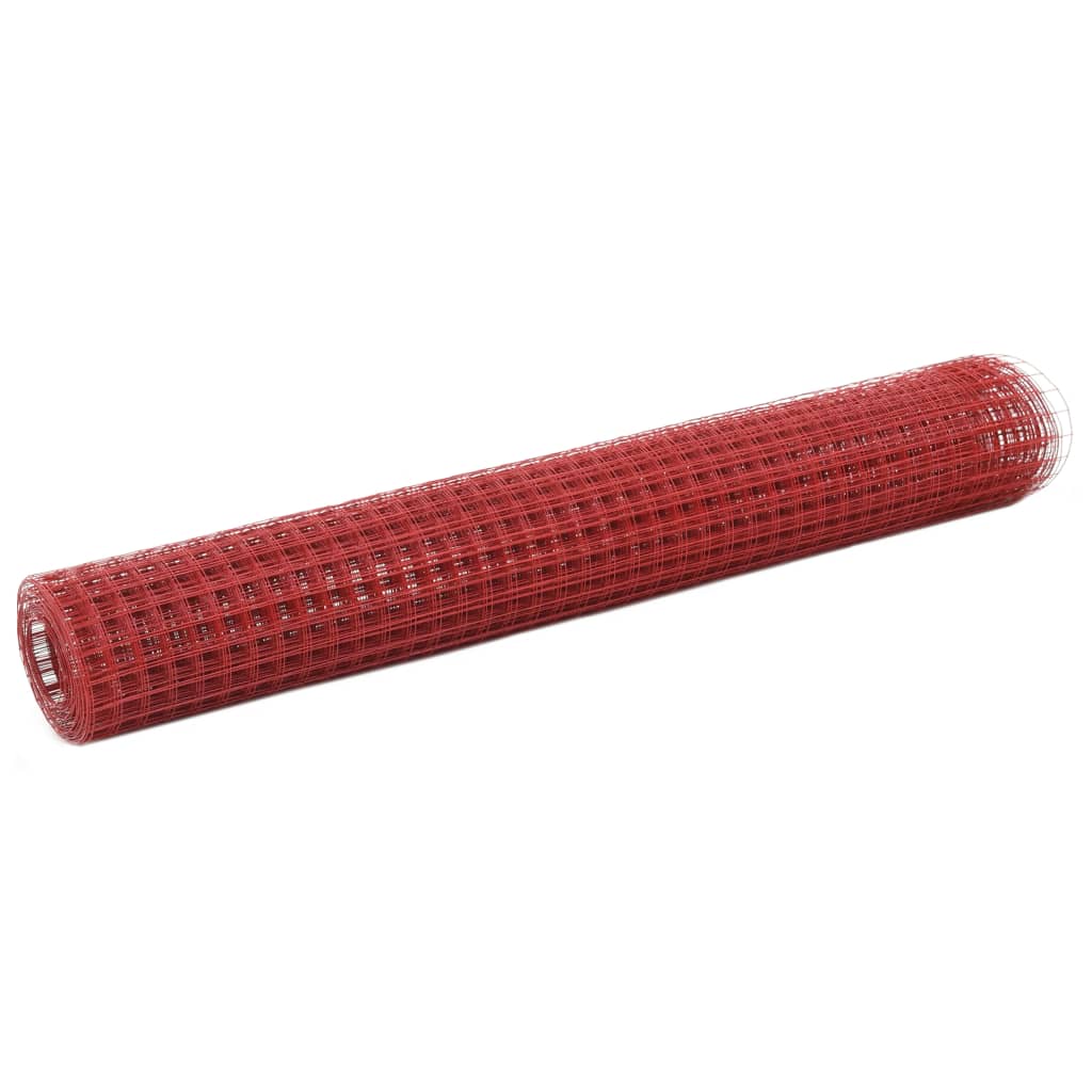 Drahtzaun Stahl mit PVC-Beschichtung 25×1 m Rot