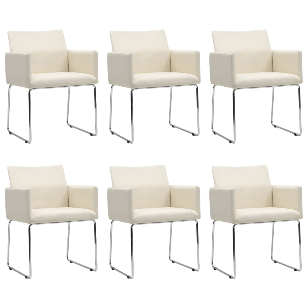 Jídelní židle 6 ks bílé se vzhledem lnu textil