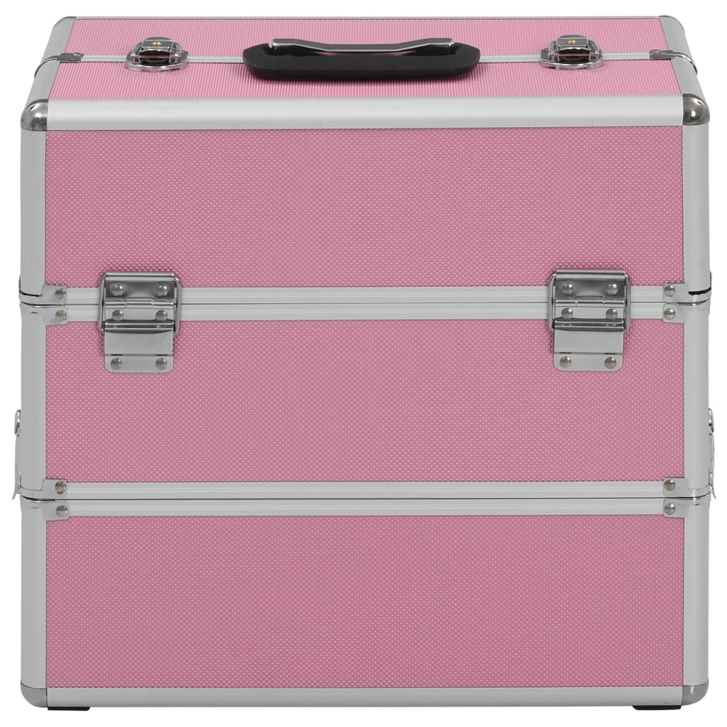 Geantă de cosmetice, roz, 37 x 24 x 35 cm, aluminiu