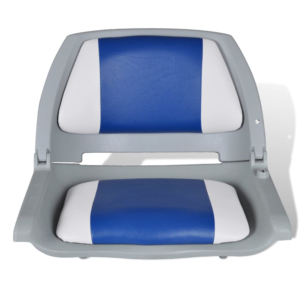 Scaun barcă cu spătar pliabil cu pernă albastru-alb 41 x 51 x 48 cm
