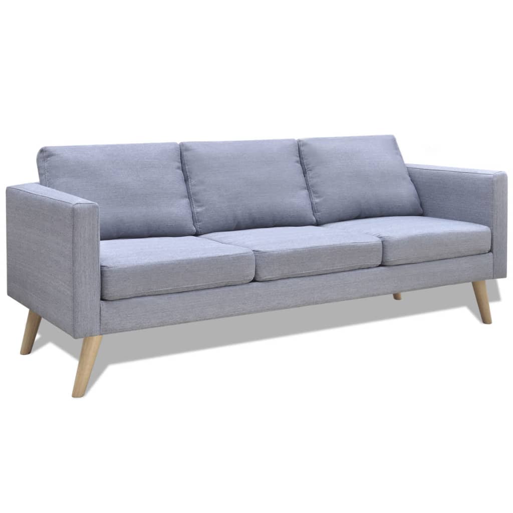vidaXL sofa 3-pers. stof lysegrå
