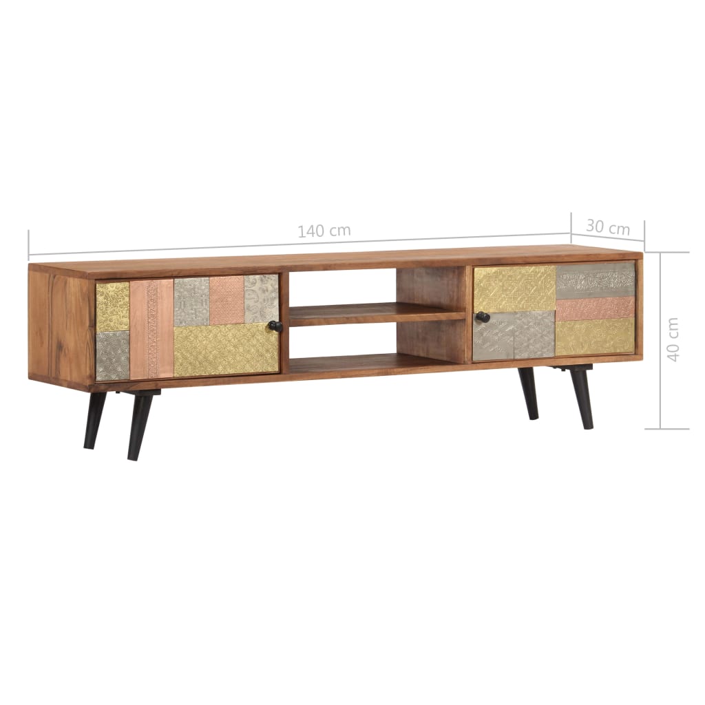 Gossi Comodă TV, 140x30x40 cm, lemn masiv de acacia