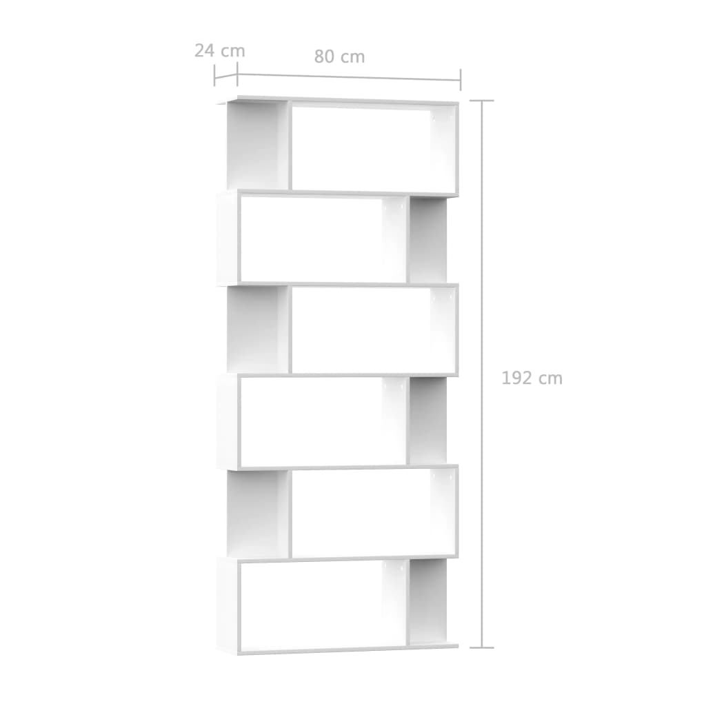 Fehér forgácslap könyvszekrény/térelválasztó 80x24x192 cm 