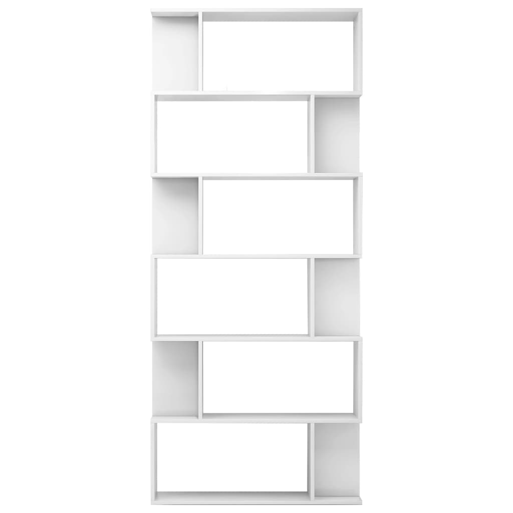 Magasfényű fehér könyvszekrény/térelválasztó 80 x 24 x 192 cm 