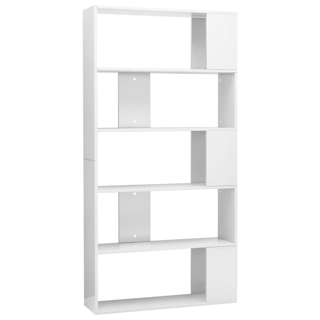 Magasfényű fehér könyvszekrény/térelválasztó 80 x 24 x 159 cm 