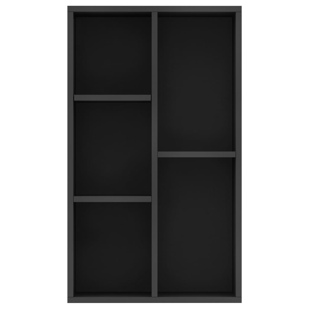 Fekete forgácslap könyv-/tálalószekrény 50 x 25 x 80 cm 