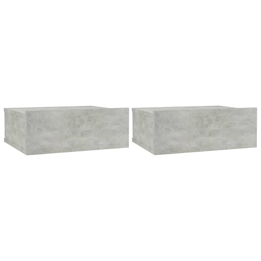 Noptiere suspendate, 2 buc., gri beton, 40x30x15 cm, PAL