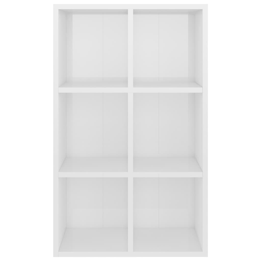 Magasfényű fehér forgácslap könyv-/tálalószekrény 66x30x98 cm 