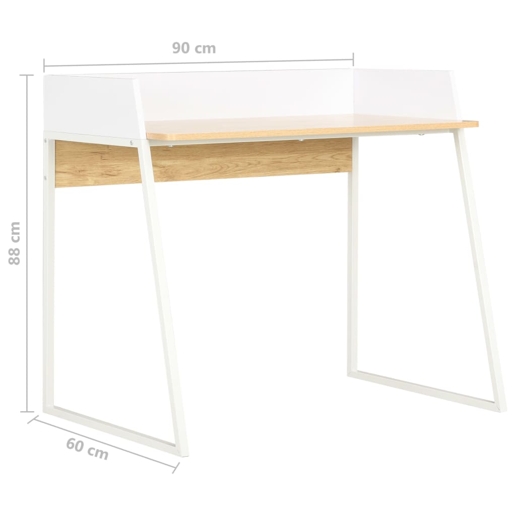 Fehér és tölgyszínű íróasztal 90 x 60 x 88 cm 
