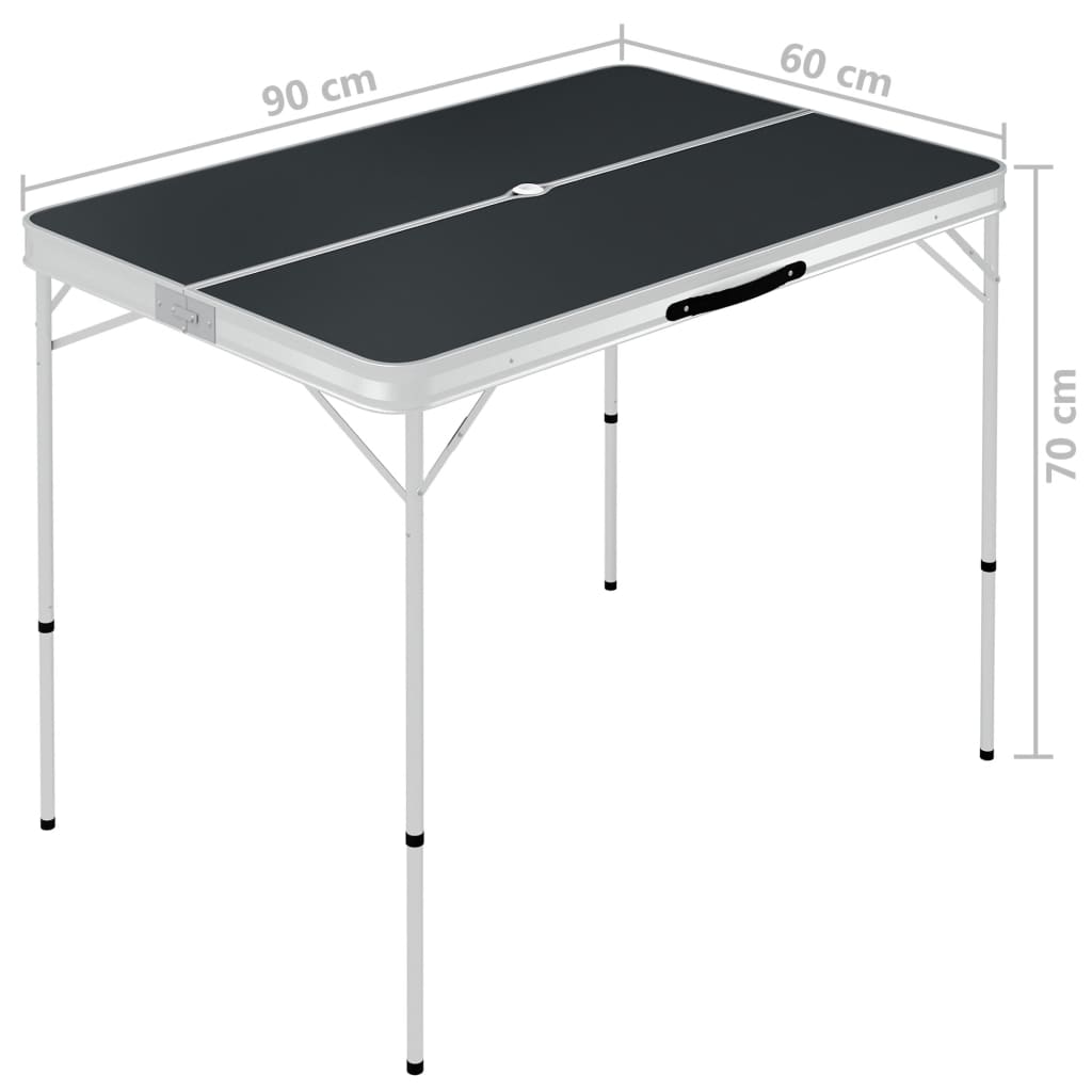 Skládací kempingový stůl se 2 lavicemi hliník šedý
