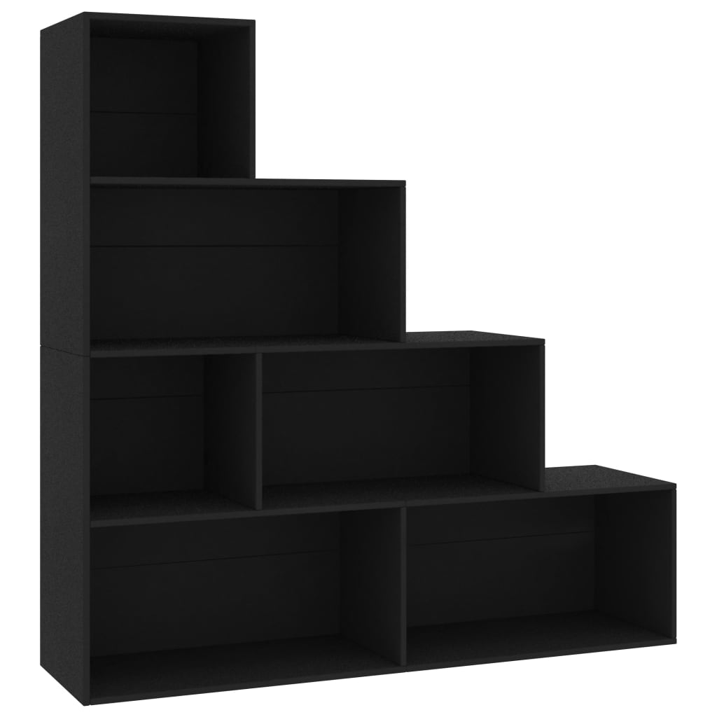 Fekete forgácslap könyvszekrény/térelválasztó 155 x 24 x 160 cm 