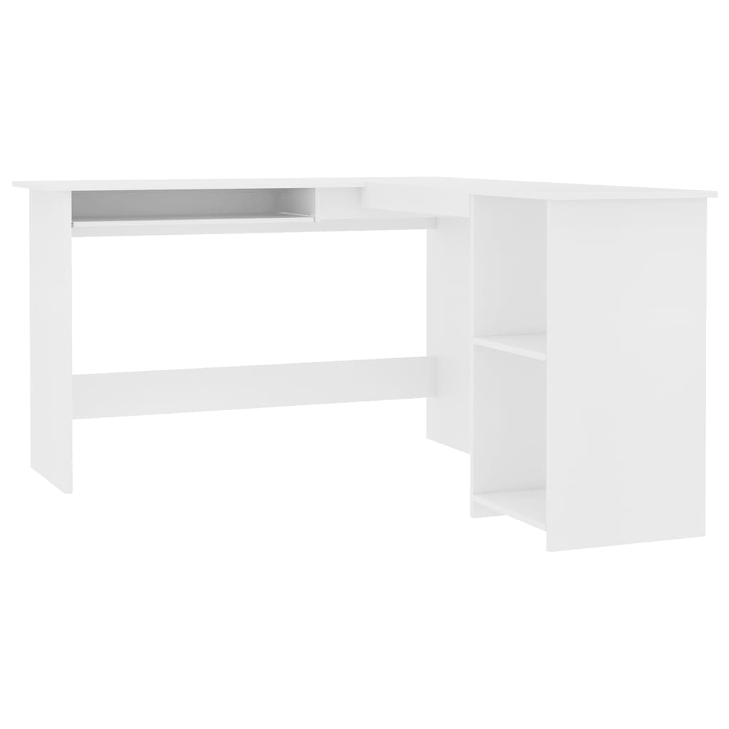 Image of vidaXL L-Shaped Corner Desk White 120x140x75 cm Engineered Wood