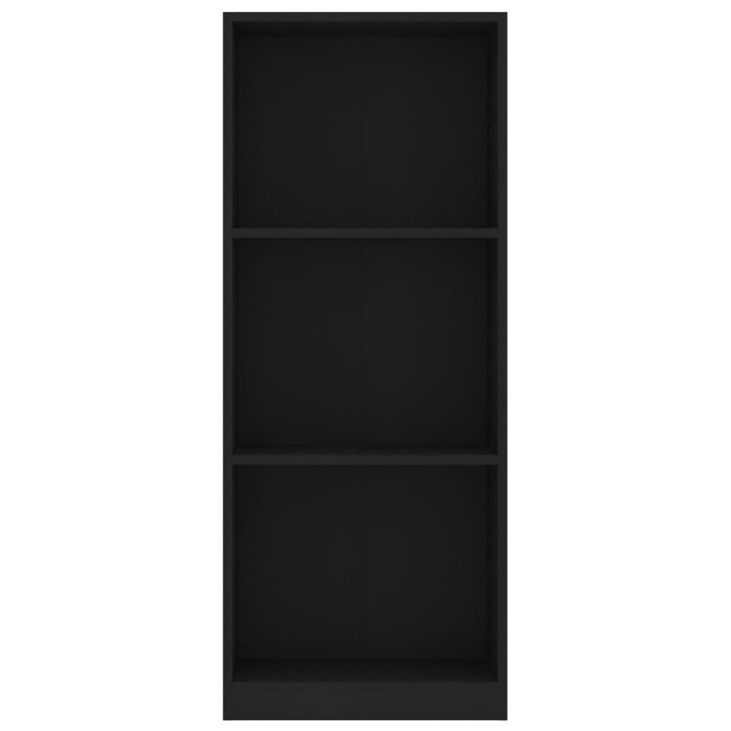 3-szintes fekete forgácslap könyvszekrény 40 x 24 x 108 cm 