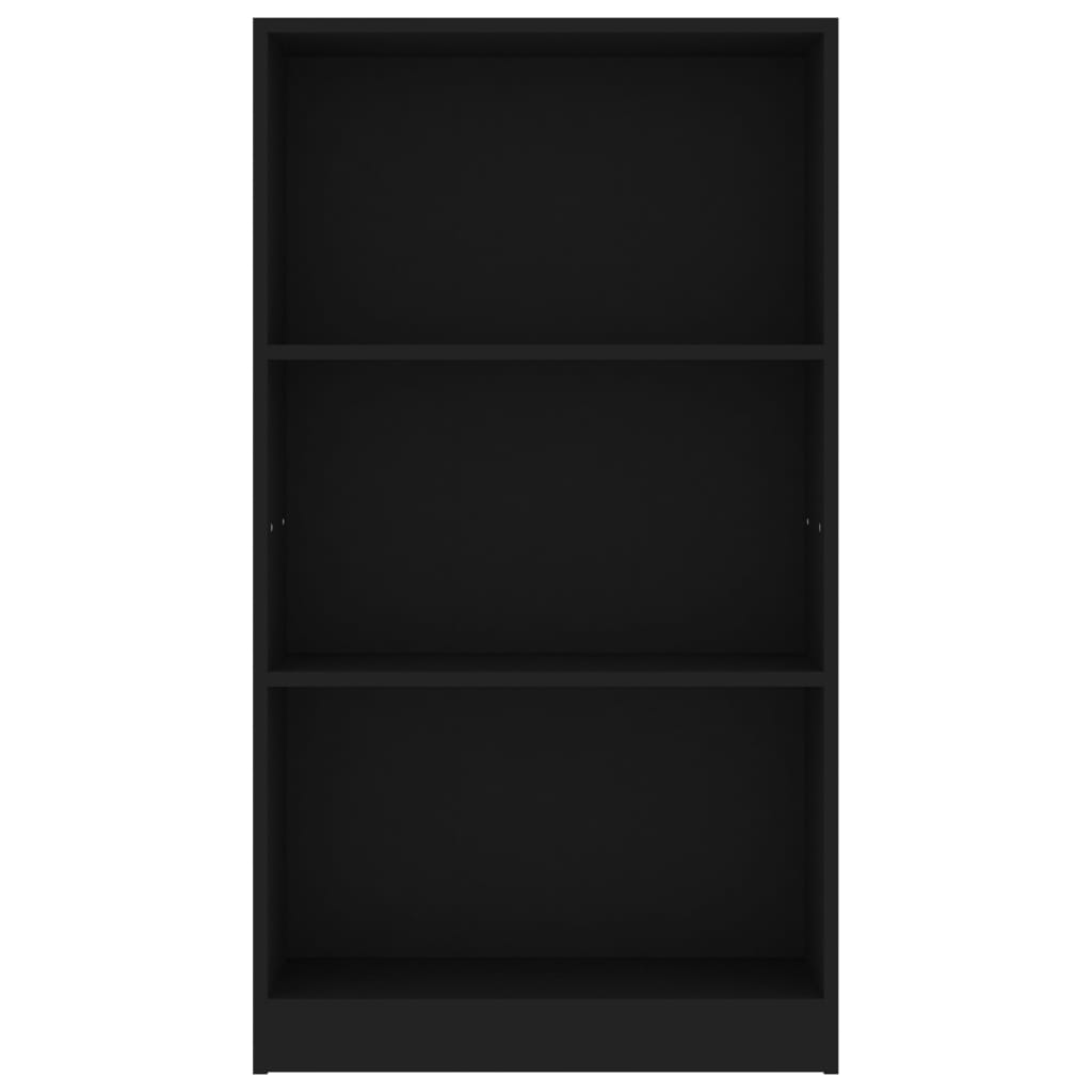3 szintes fekete szerelt fa könyvszekrény 60 x 24 x 109 cm 