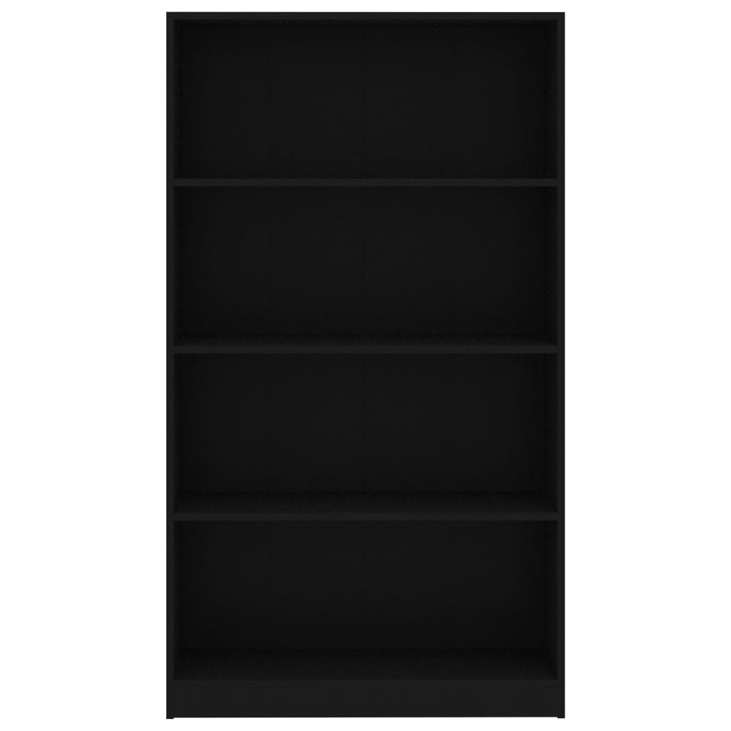 4-szintes fekete forgácslap könyvszekrény 80 x 24 x 142 cm 