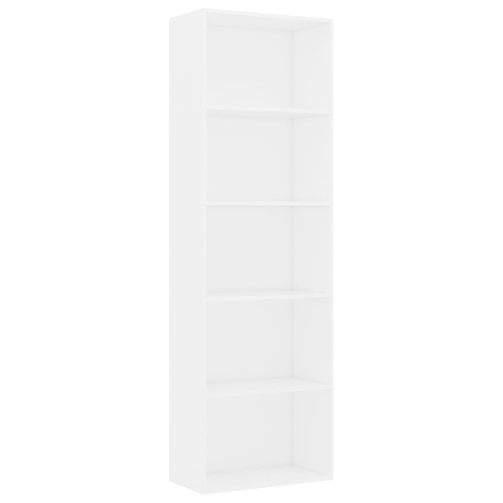 5-szintes fehér forgácslap könyvszekrény 60 x 30 x 189 cm 