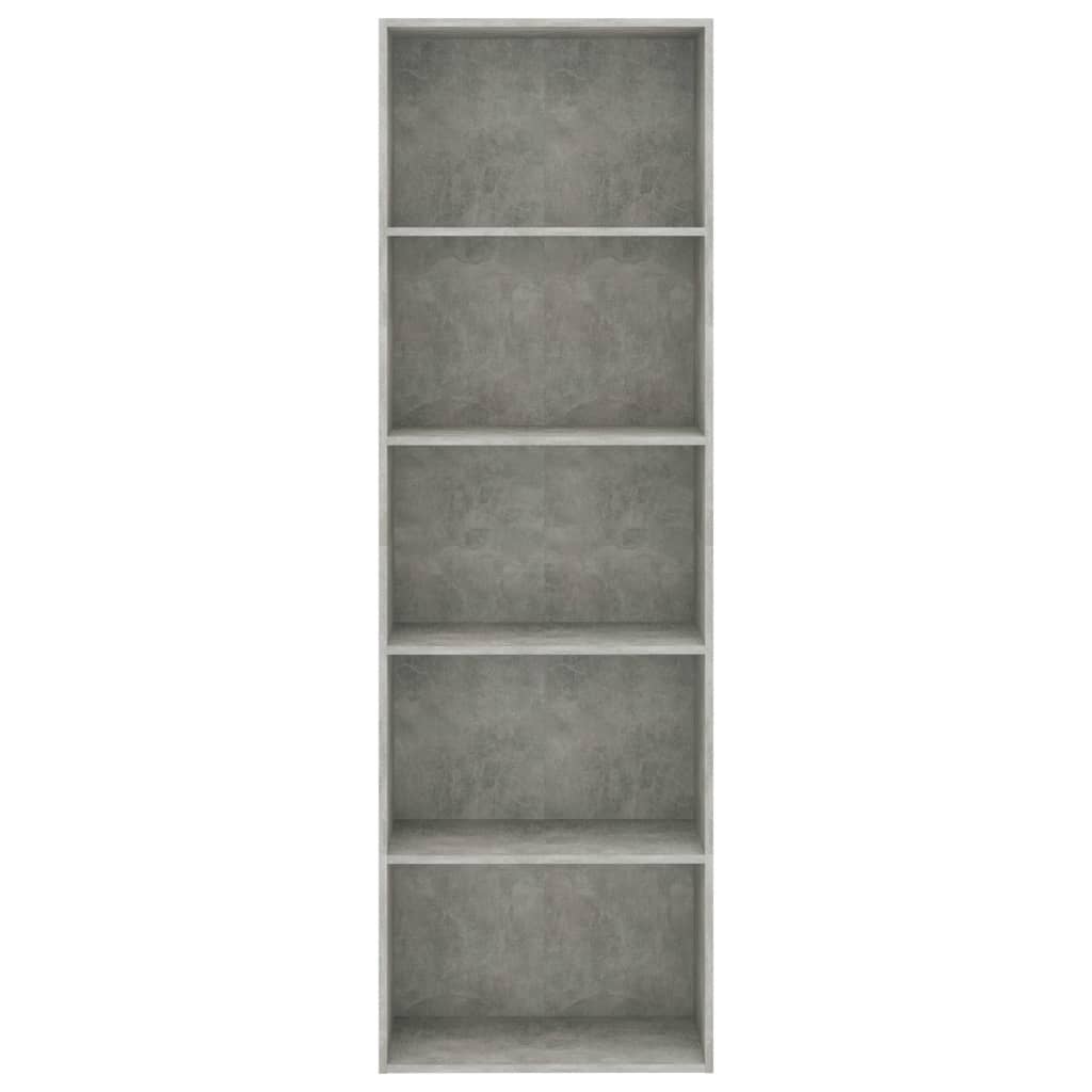 5-szintes betonszürke forgácslap könyvszekrény 60 x 30 x 189 cm 