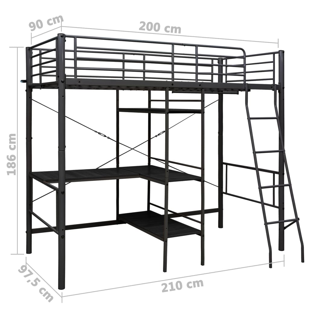 Loft bed with clearance desk black