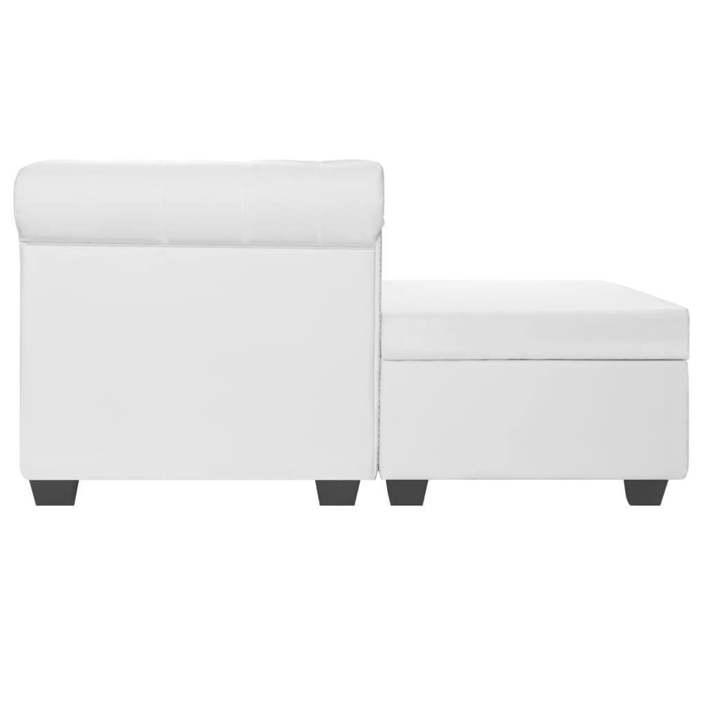 L-shaped Chesterfield Sofa Artificial Leather White - Image 3