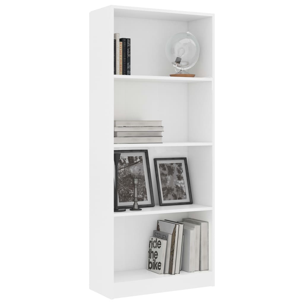 4-szintes fehér forgácslap könyvszekrény 60 x 24 x 142 cm 