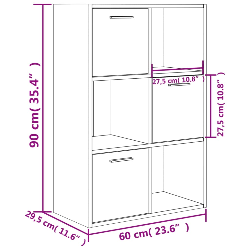 Betonszürke forgácslap tárolószekrény 60 x 29,5 x 90 cm 