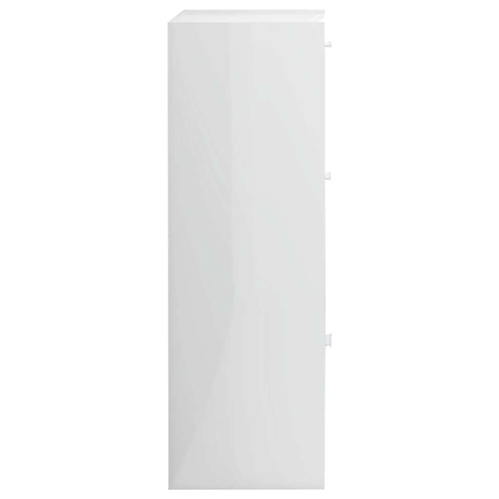 Magasfényű fehér forgácslap tárolószekrény 60 x 29,5 x 90 cm 