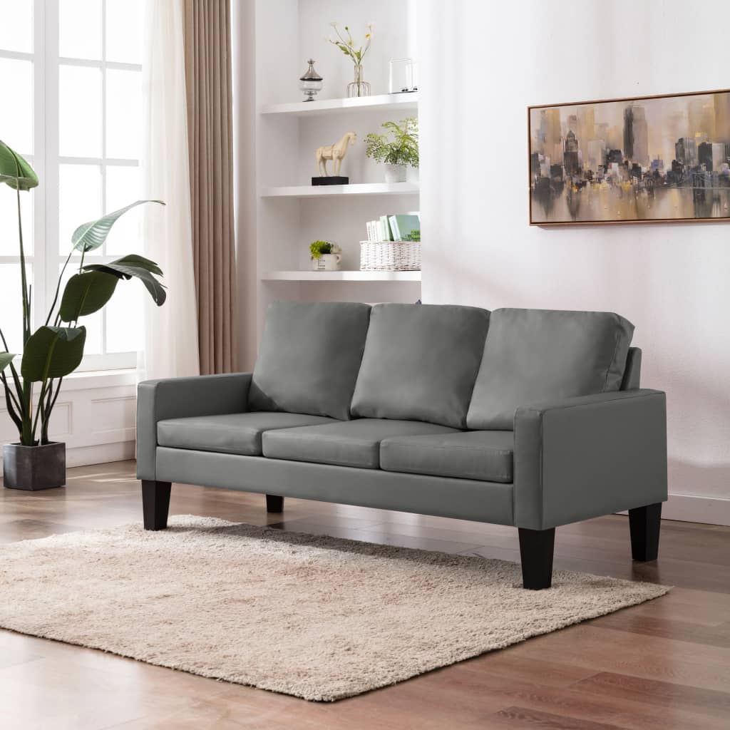 vidaXL 3-personers sofa kunstlæder grå