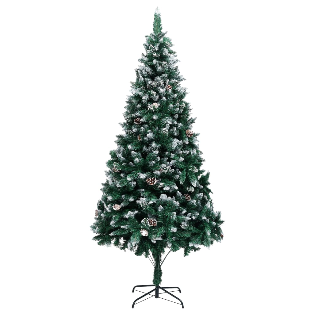 Image of vidaXL Artificial Christmas Tree with Pine Cones and White Snow 210 cm
