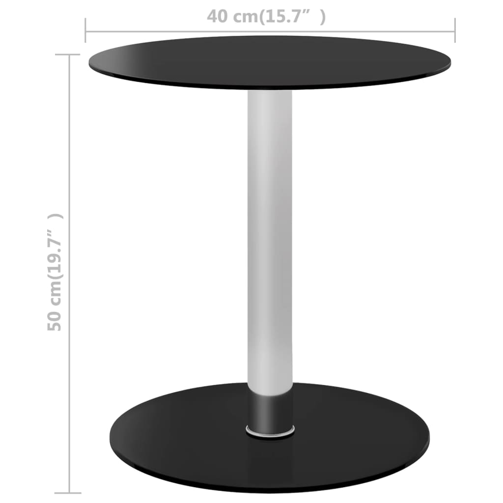 Stolik kawowy aluminiowy z szklanym blatem - 40x50cm, czarny