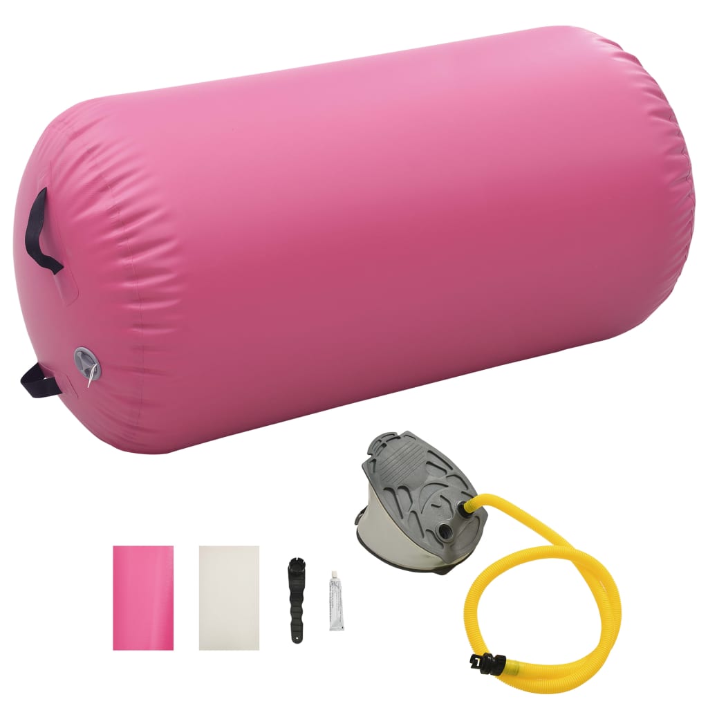 Gymnastiekrol met pomp opblaasbaar 120x75 cm PVC roze