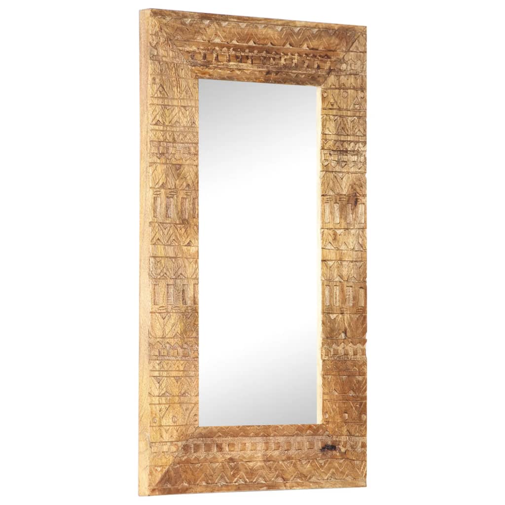 Image of vidaXL Hand-Carved Mirror 80x50x2.5 cm Solid Mango Wood