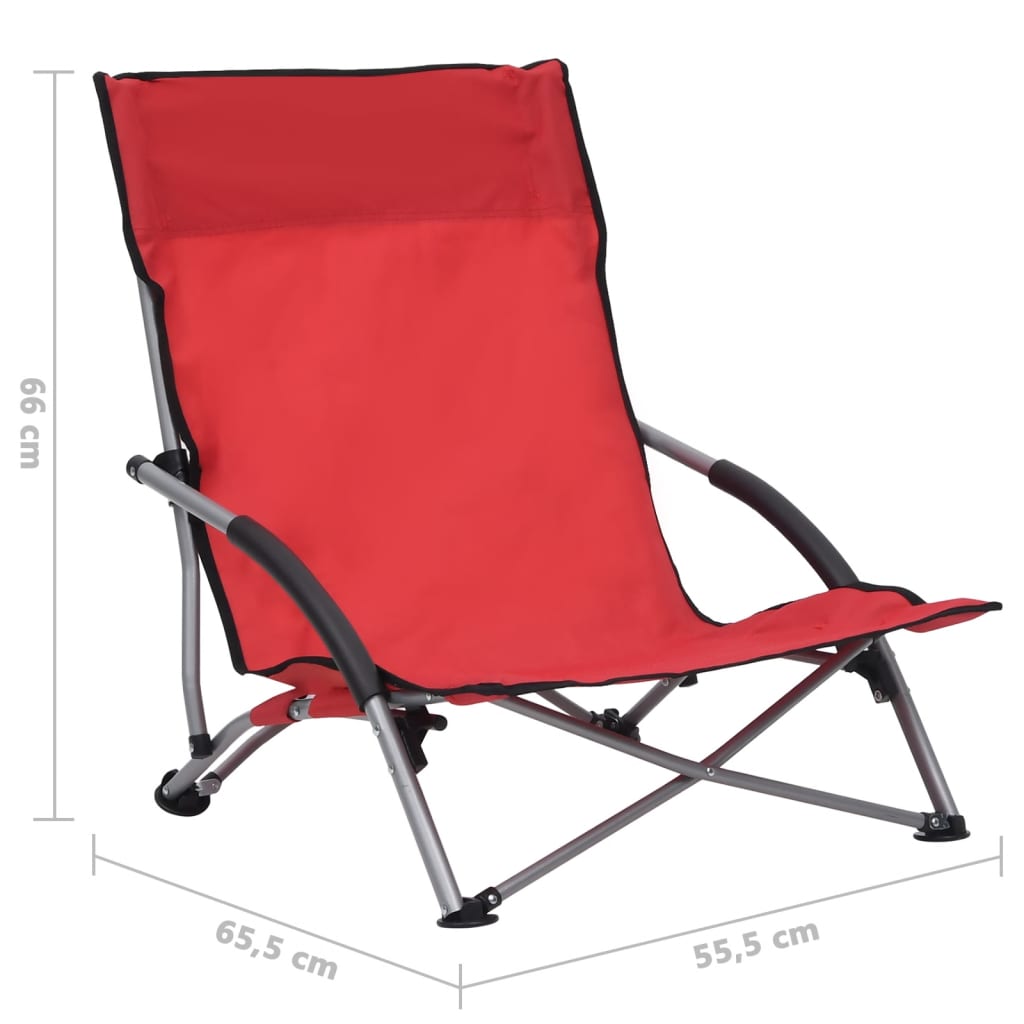  Skladacie plážové stoličky 2 ks červené látka