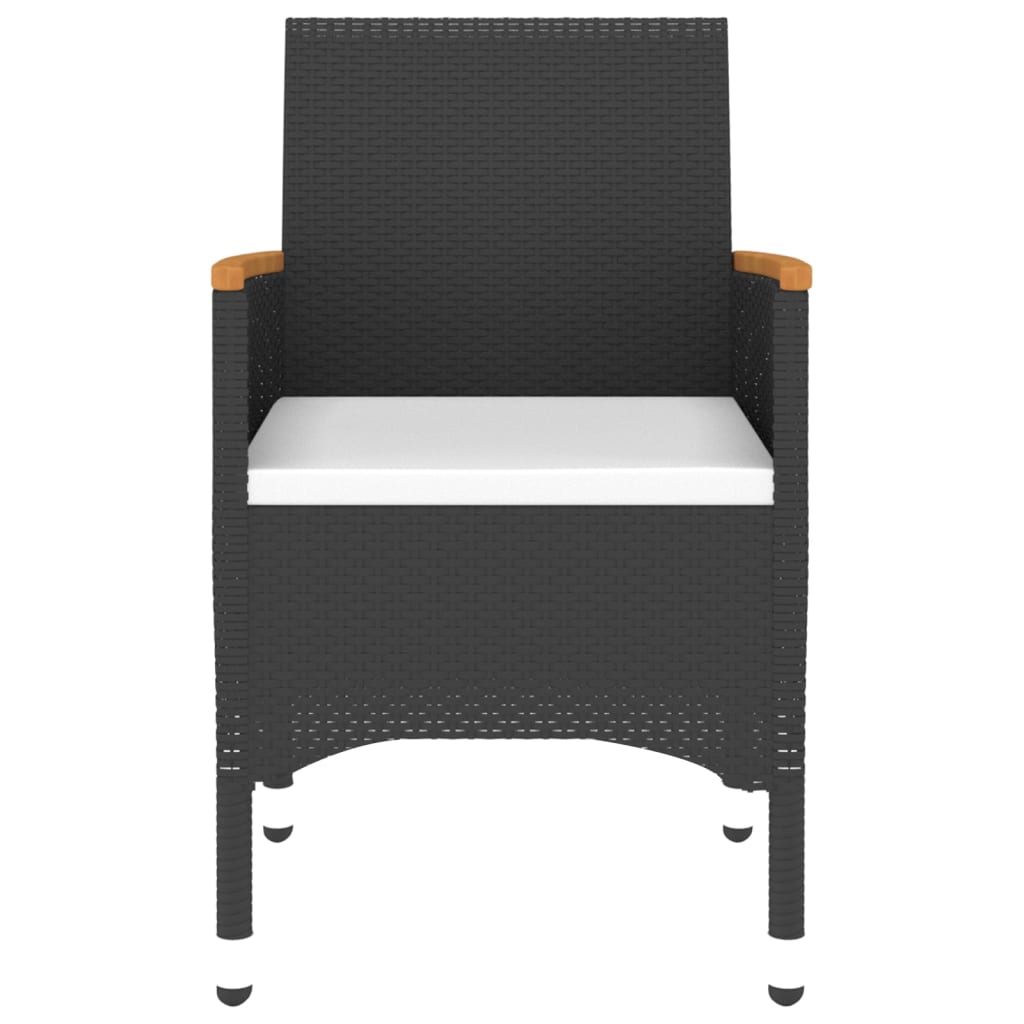 Set mobilier grădină, 5 piese, negru, poliratan/sticlă tratată