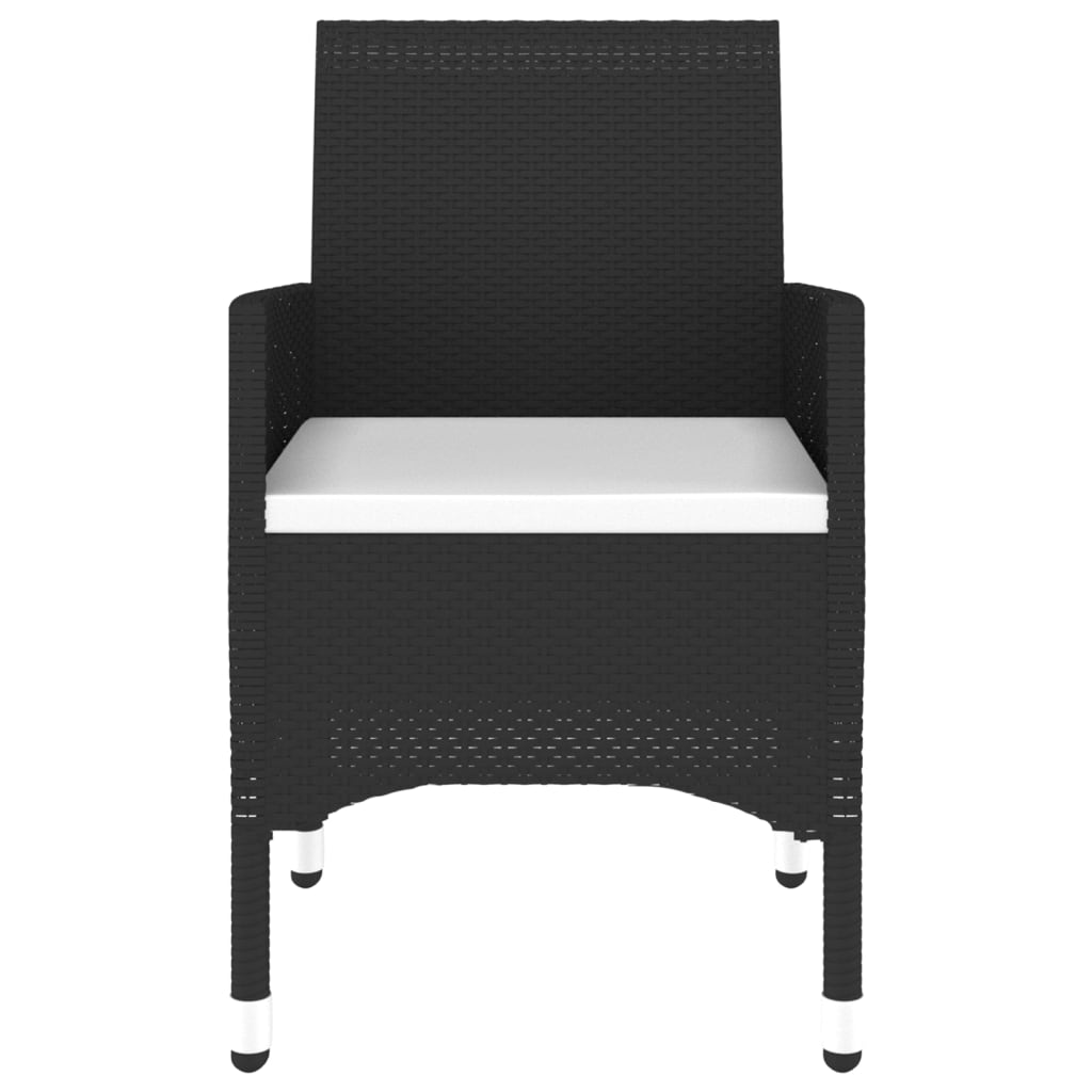 Set mobilier grădină, 5 piese, negru, poliratan/sticlă tratată