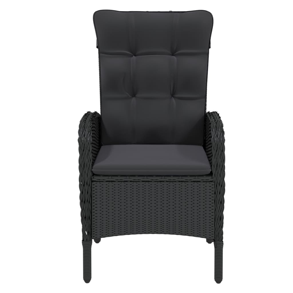 Set mobilier de grădină, 7 piese, negru, poliratan