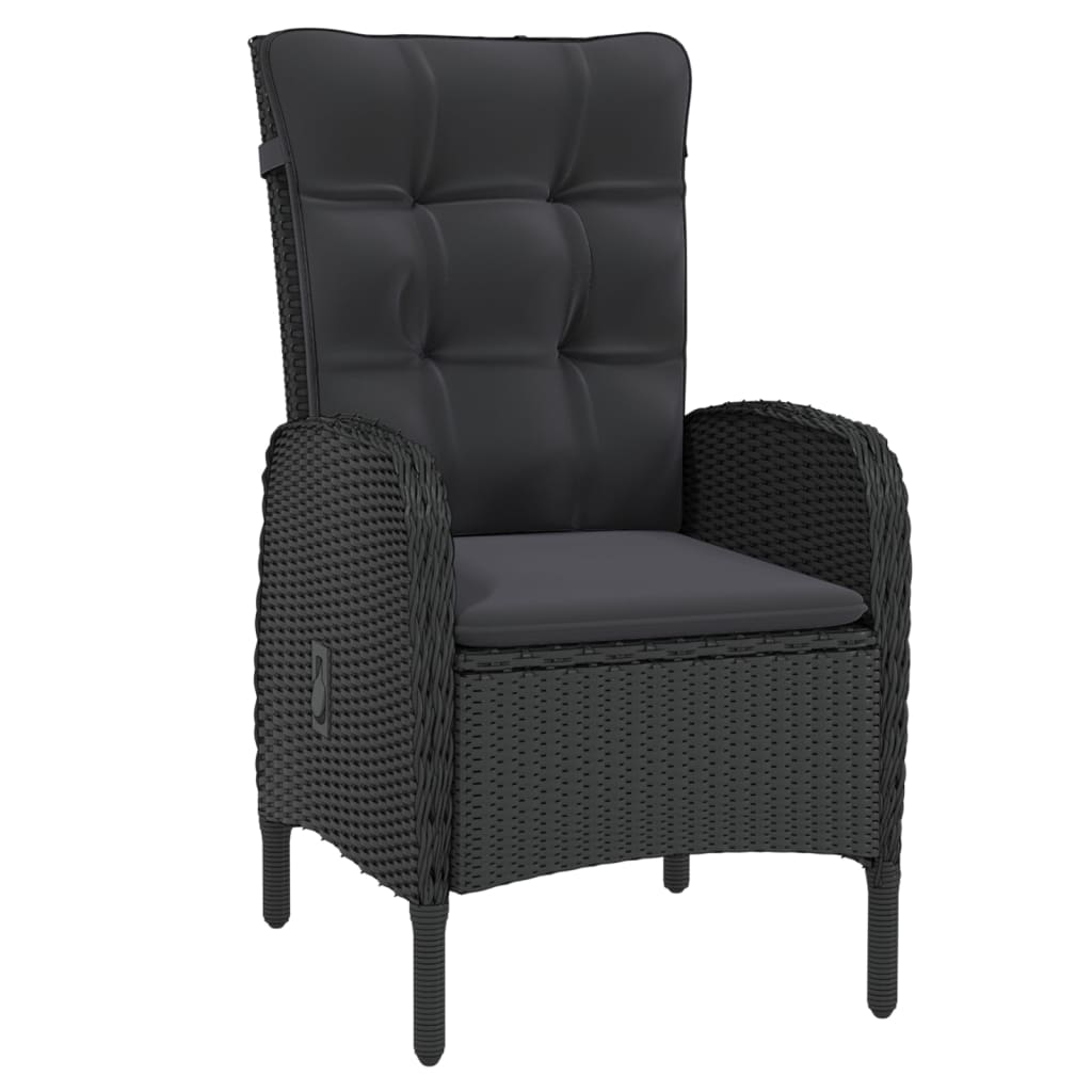 Set mobilier de grădină, 7 piese, negru, poliratan