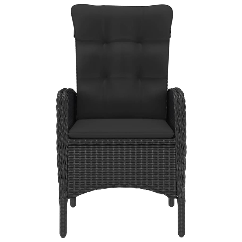 Set mobilier grădină, 9 piese, negru, poliratan și lemn acacia