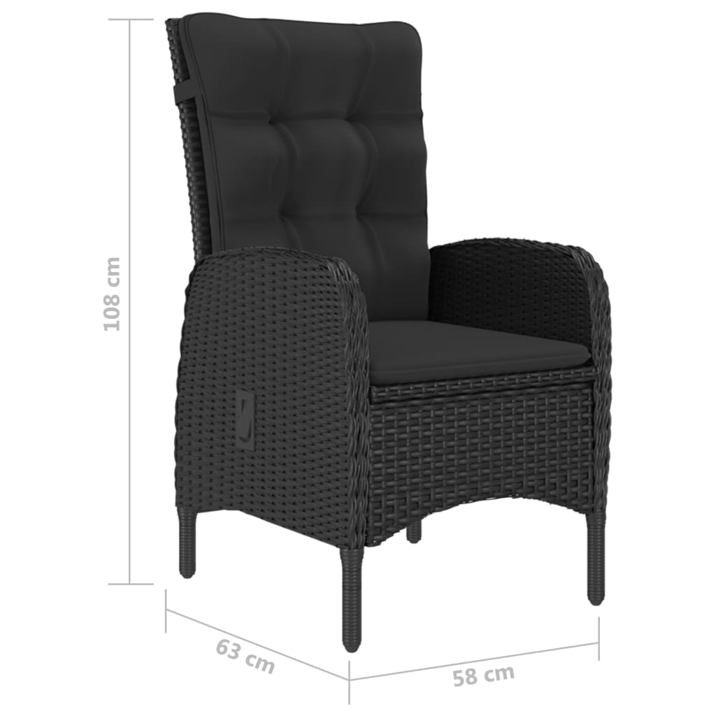 Set mobilier grădină, 9 piese, negru, poliratan și lemn acacia